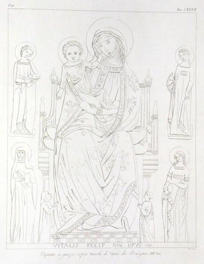 Madonna and Child with St. Agatha, St. Catherine, St. Agnes, St. Apollonia after the original drawing by Jean Baptiste Louis Georges Seroux DAgincourt, 1847 by William Pitt
